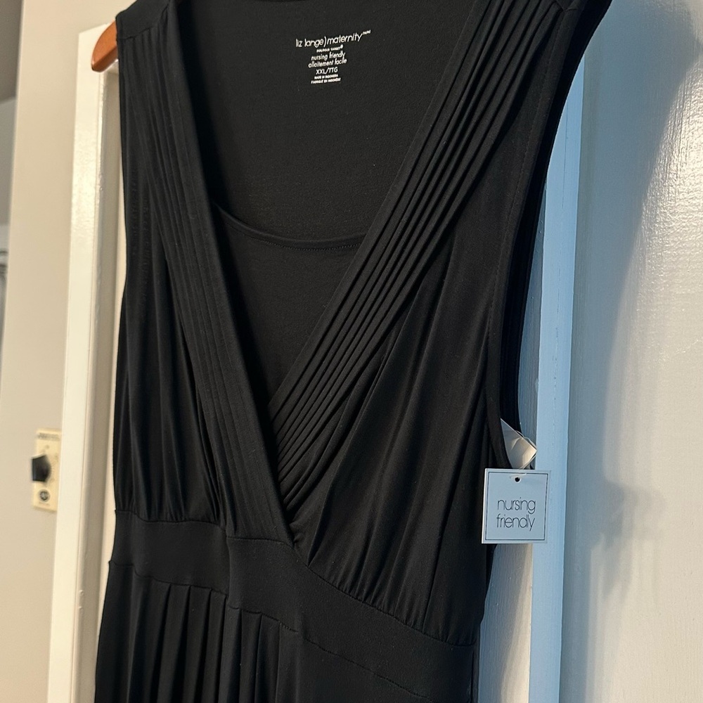 Liz Lange Maternity Black Pleated Sheath Maxi Dress